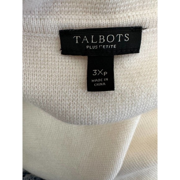 Talbots Merino Wool Blend Knit Sweater Blazer Open Cardigan Cream Plus Size 3XP - Picture 4 of 9